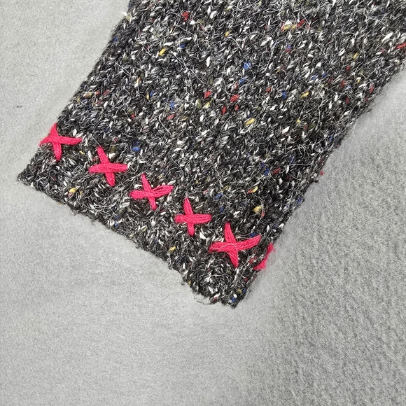 Northern Isles Sweater Women XL Gray Bulk Tweed Wool Blend Patch - Picture 3 of 13